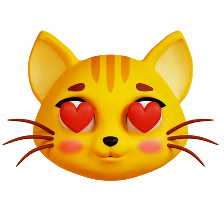 Chat avec des yeux de coeur  3D Icon