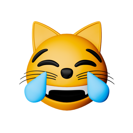 Chat avec des larmes de joie emoji  3D Icon