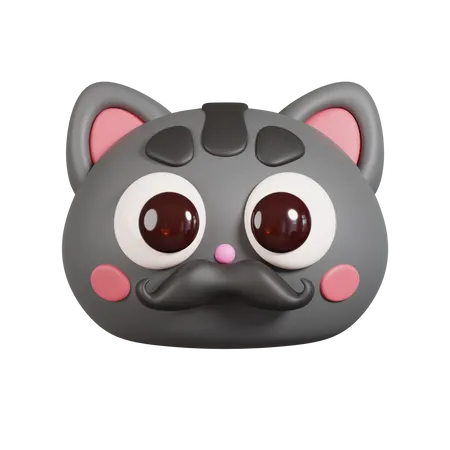 Chat avec moustache  3D Emoji