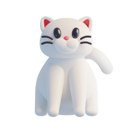 Chat blanc  3D Icon