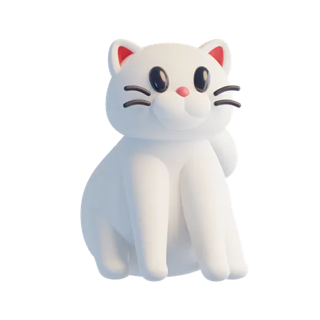 Chat blanc  3D Icon