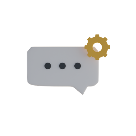 Chat Box And Gear  3D Icon