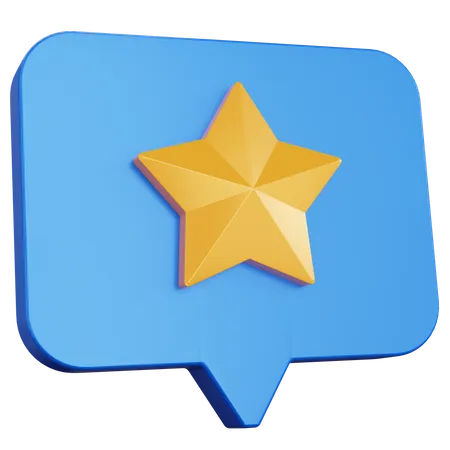 3 D Rendering Message Blue With Star Isolated 3D Icon