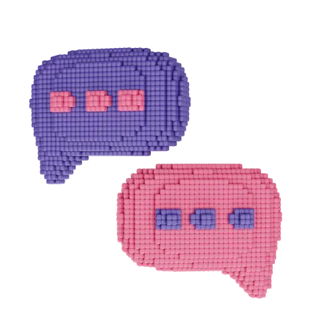 Chat Bubble Icon In Voxel Style 3D Icon