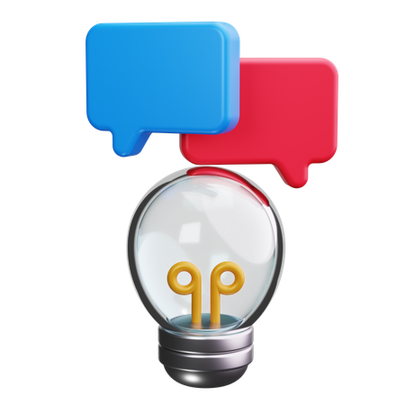 Chat Bubbles With Bulb  3D Icon