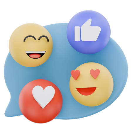 Chat Bubbles With Emoji Reactions  3D Icon