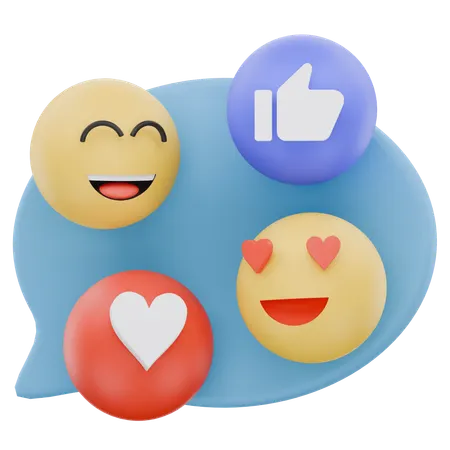 Chat Bubbles With Emoji Reactions  3D Icon