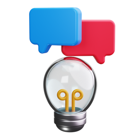 Bulles de discussion avec ampoule  3D Icon