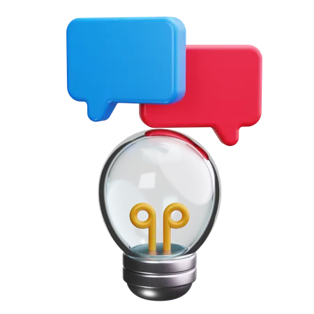 Bulles de discussion avec ampoule  3D Icon