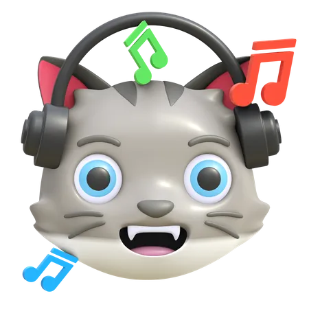 Chat écoutant de la musique  3D Emoji