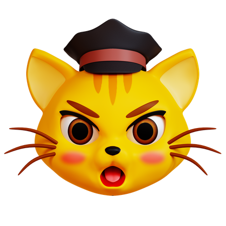 Chat en colère avec un chapeau noir  3D Icon