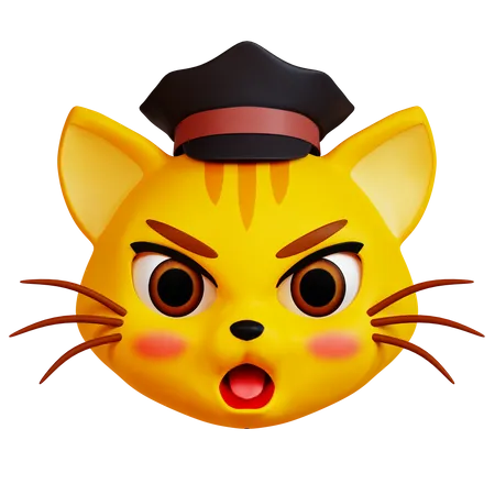 Chat en colère avec un chapeau noir  3D Icon