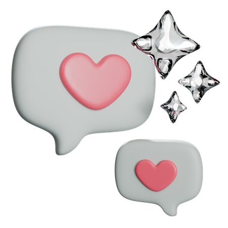 Chat Heart  3D Icon