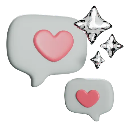 Chat Heart  3D Icon