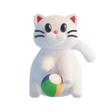 Chat jouant avec un ballon  3D Icon