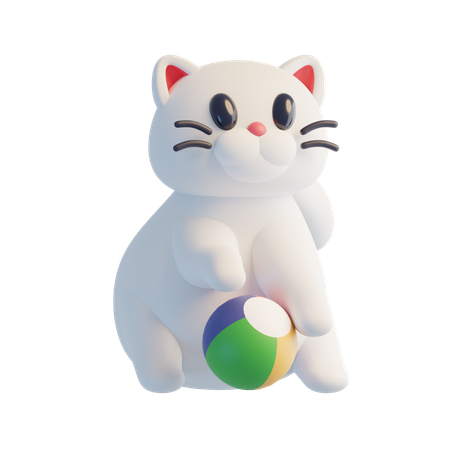 Chat jouant avec un ballon  3D Icon