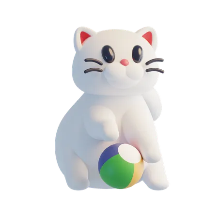 Chat jouant avec un ballon  3D Icon