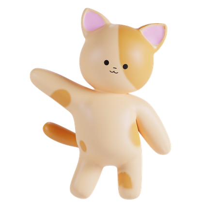 Chat mignon dit bonjour  3D Illustration