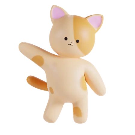 Chat mignon dit bonjour  3D Illustration