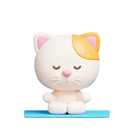 Chat mignon faisant de la méditation  3D Icon