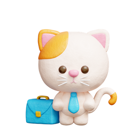 Chat mignon portant une cravate  3D Icon