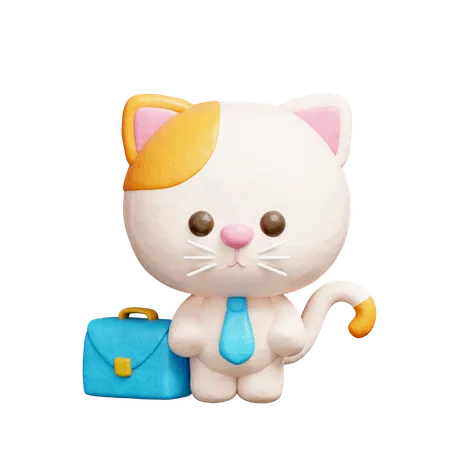 Chat mignon portant une cravate  3D Icon