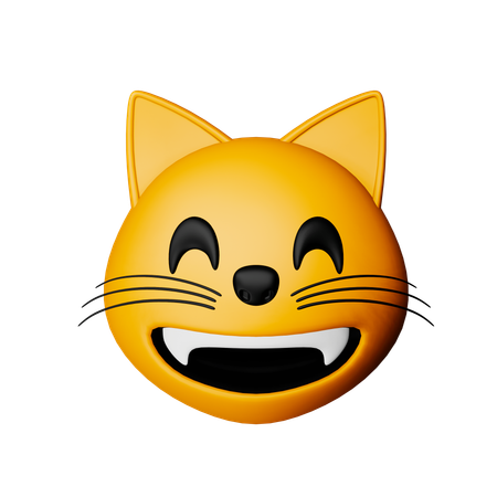 Chat souriant avec des yeux souriants emoji  3D Icon