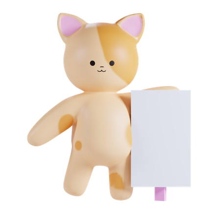 Chat tenant du papier blanc  3D Icon