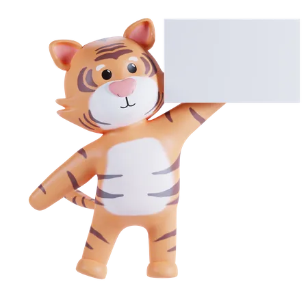 Chat tenant du papier blanc  3D Illustration