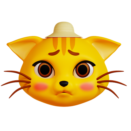 Chat triste avec chapeau pamela  3D Icon