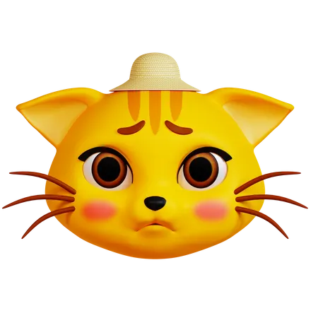 Chat triste avec chapeau pamela  3D Icon