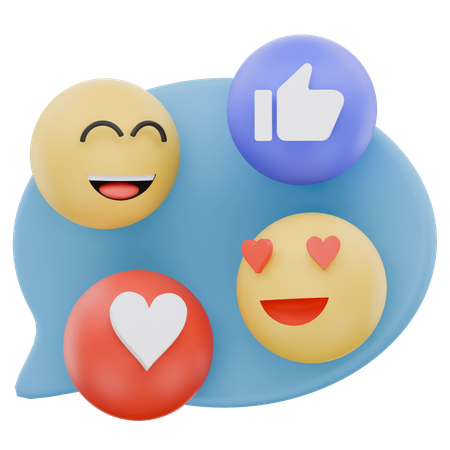 Chatblasen mit Emoji-Reaktionen  3D Icon