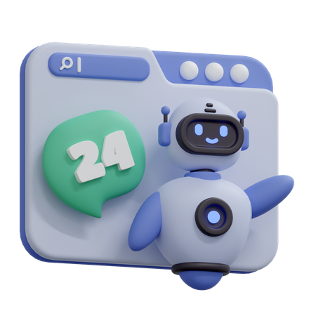 Chatbot 24 Hour Helpdesk  3D Icon