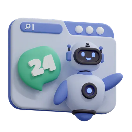 Chatbot 24 Hour Helpdesk  3D Icon