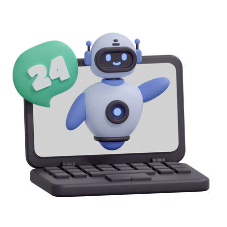 Chatbot 24 Hour Helpdesk  3D Icon