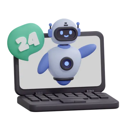 Chatbot 24 Hour Helpdesk  3D Icon