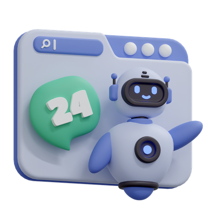 Chatbot 24 Stunden Helpdesk  3D Icon