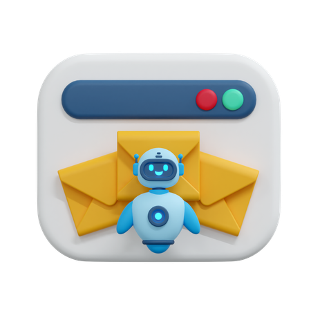 チャットボットメールメッセージ  3D Icon