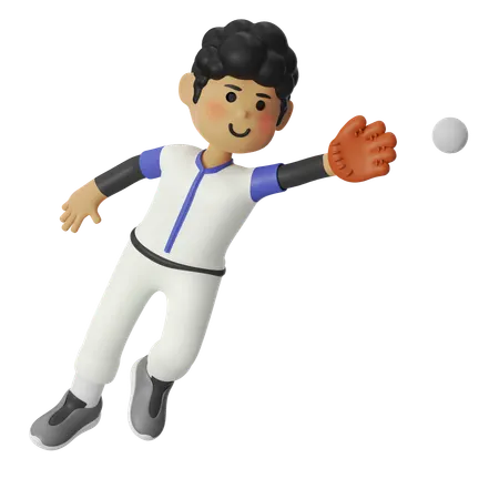 Chatch Ball Baseball Player Boy  3D Illustration