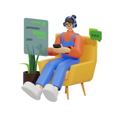 Chatten auf dem gemütlichen Sofa  3D Illustration