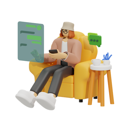 Chatten auf dem Sofa  3D Illustration