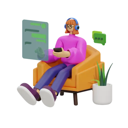 Chatting in Comfort  3D Illustration