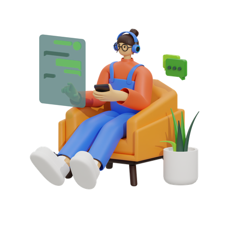 Chatting in Comfort 3D Illustration