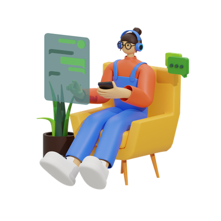 Chatting on Comfortable Sofa  3D Icon