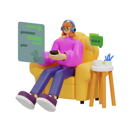 Chatting on the Sofa  3D Illustration