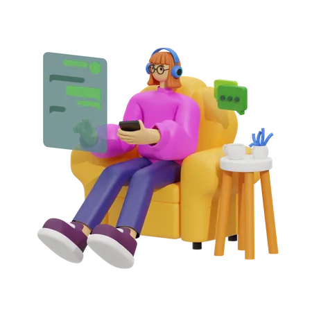 Chatting on the Sofa  3D Illustration