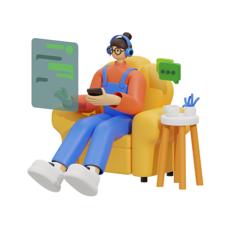 Chatting on the Sofa  3D Illustration