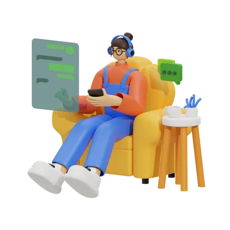 Chatting on the Sofa  3D Illustration