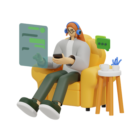 Chatting on the Sofa  3D Illustration