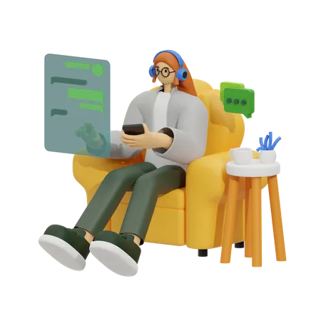 Chatting on the Sofa  3D Illustration